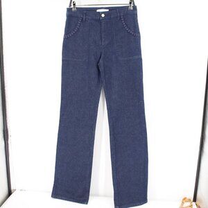 See by Chloe Jeans Women 29 L36 High Rise Boot Cut Embroidered Pockets Braided